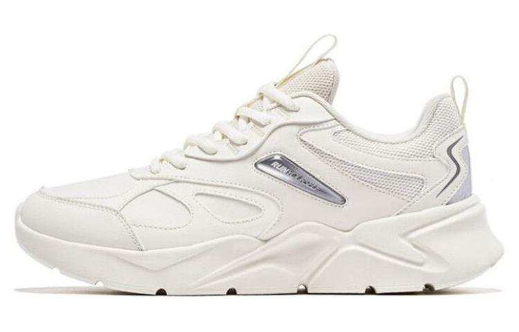 QIAODAN Textile, Synthetic Leather Soft And Comfortable Cushioning Breathable Low top Running Shoes Men's White