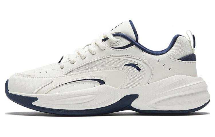 Anta ACE Textile, Synthetic Leather Vintage Abrasion Resistant Low top Chunky Sneakers Women's White Blue