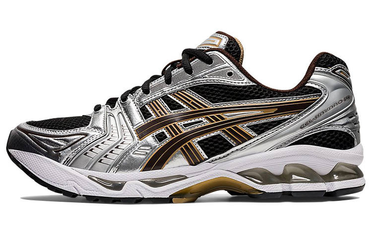 ASICS Gel Kayano 14 Textile, Leather Cushioning Abrasion Resistant Low top Casual Running Shoes Unisex Silver Yellow