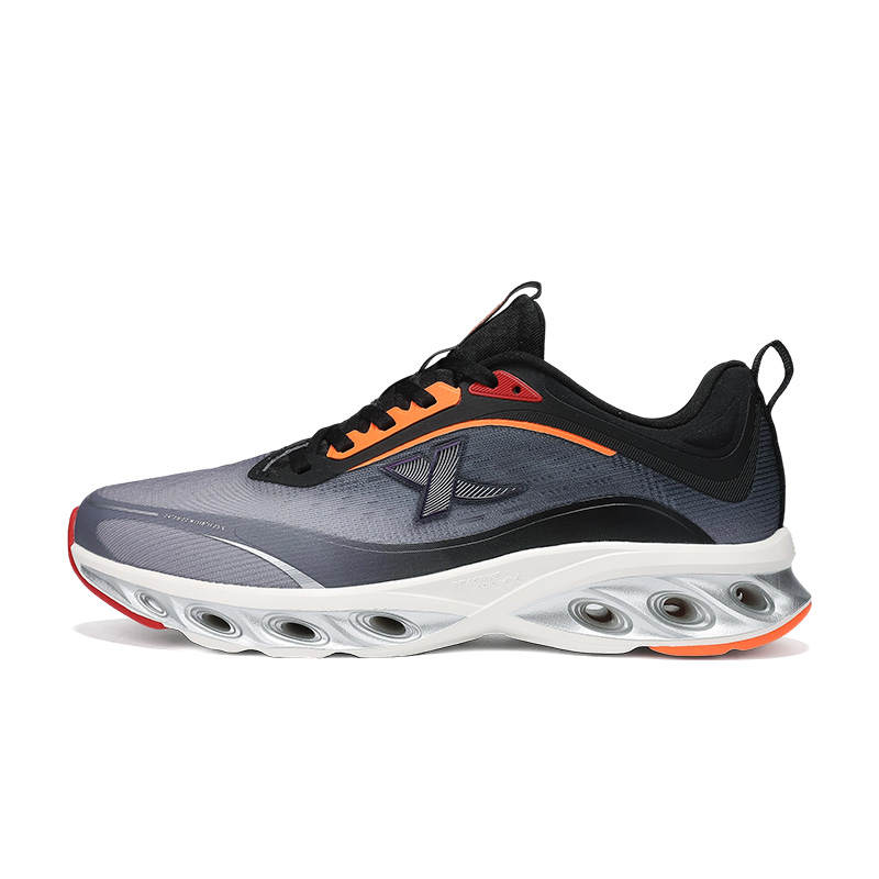 XTEP Cushioning Slip Resistant Breathable Low top Running Shoes Men's Black Gray