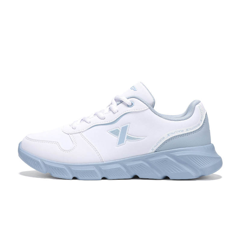 XTEP Cushioning Breathable Low top Casual Running Shoes Women's New White Dusk Dusty Blue