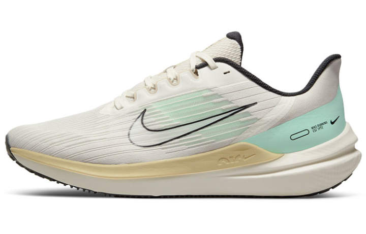Nike Nike Winflo 9 Breathable Support Rebound Low top Casual Training Sprint Running Shoes Men's White Green