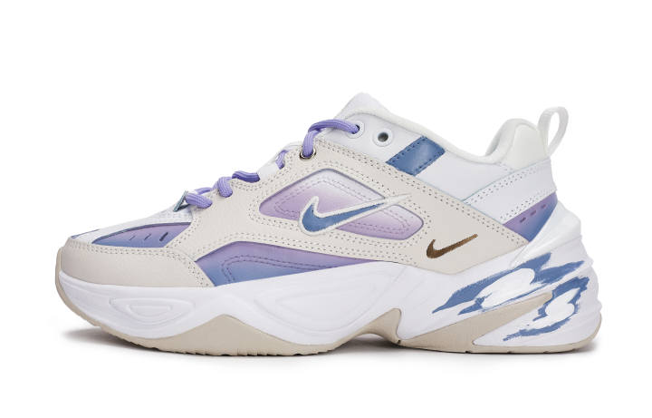 Nike Nike M2K Tekno Wondrous Brush Blossoms, West Sea Dragon King Low top Chunky Sneakers For Women's White Blue Purple