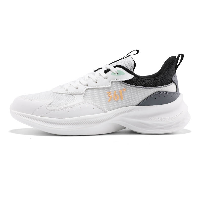 361° Slip Resistant, Abrasion Resistant, Lightweight Low top Casual Sprint Running Shoes Men's White Gray
