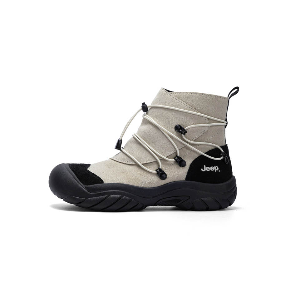 Jeep Cow Split Leather Height Increasing Abrasion Resistant Slip Resistant Comfortable Crew Outdoor Boots Platform