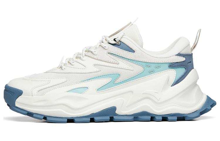Anta Platform Abrasion Resistant Cushioning Slip Resistant Low top Chunky Sneakers Men's White Cyan