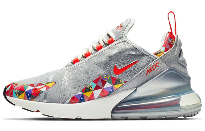 Nike Nike Air Max 270 Fabric Cushioning Low top Air Cushion Running Shoes Women's Silver
