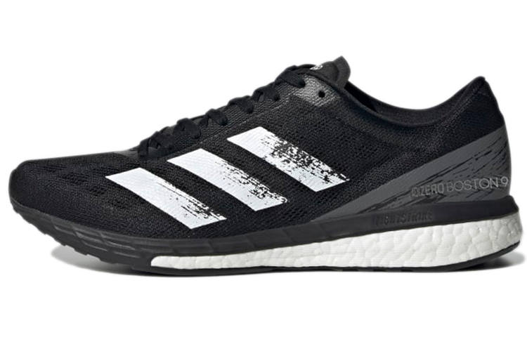 Adidas Adidas Adizero Boston 9 Comfortable Slip Resistant Abrasion Resistant Low top Running Shoes Men's Black White