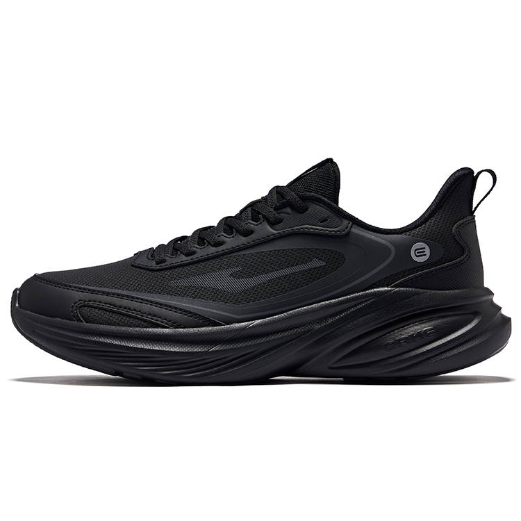 Erke Ling Teng Cushioning Slip Resistant Lightweight Low top Training City Commuting Running Shoes Men's Jet Black