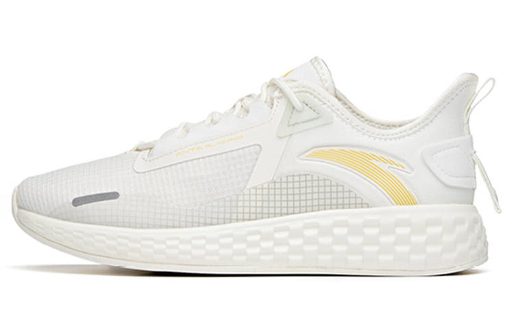 Anta Running Collection Cushioning Slip Resistant Abrasion Resistant Low top Running Shoes Women's White Yellow
