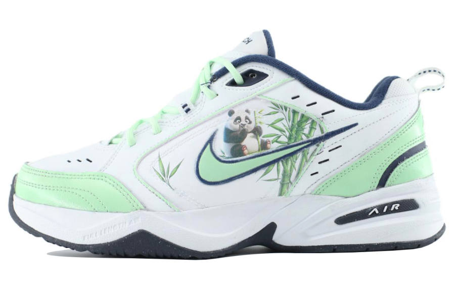 Nike Nike Air Monarch 4 White Navy Textile, Synthetic Leather Low top Chunky Sneakers Unisex White Green
