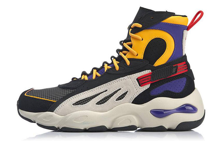 Li-Ning Li Ning Butterfly Comfortable Slip Resistant Lightweight Non slip Lightweight High top Chunky Sneakers Men's Black
