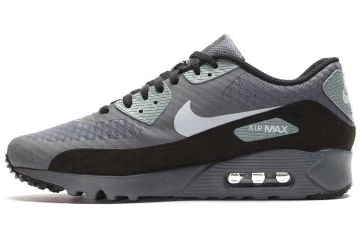 Nike Nike Air Max 90 Textile, Synthetic Leather Low top Running Shoes Men's Gray Black