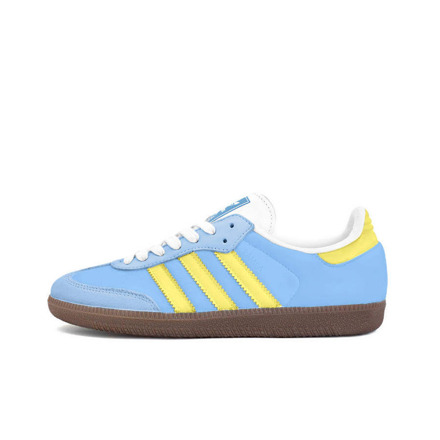 Adidas Originals SAMBA OG Textile, Synthetic Leather Low top Skateboard Shoes Unisex Blue Yellow