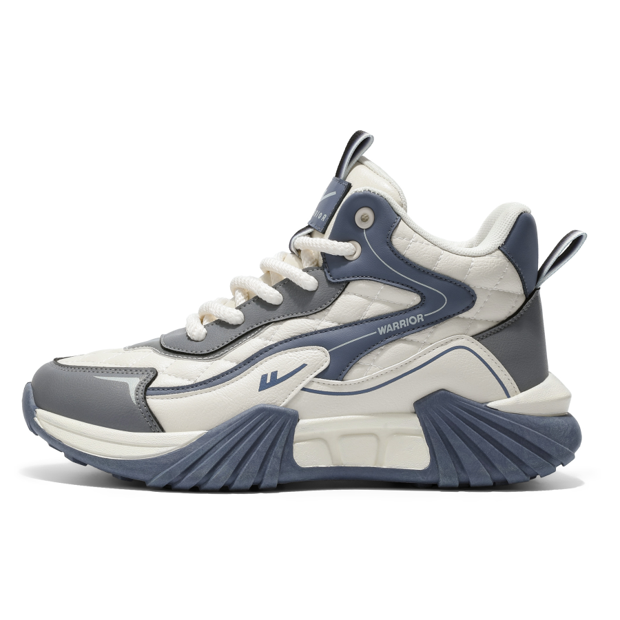 WARRIOR Chunky Sneakers Men's Mid Top Black/Beige/Orange/Brown/Dark Blue/Beige/Gray/Blue