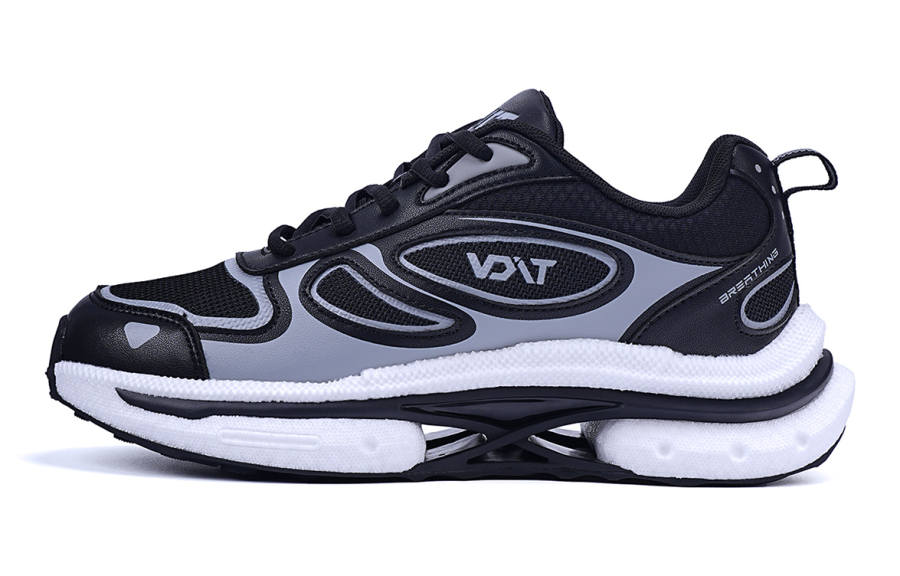 VOIT Cushioning Slip Resistant Breathable Low top Casual Sprint Running Shoes Unisex Black Gray