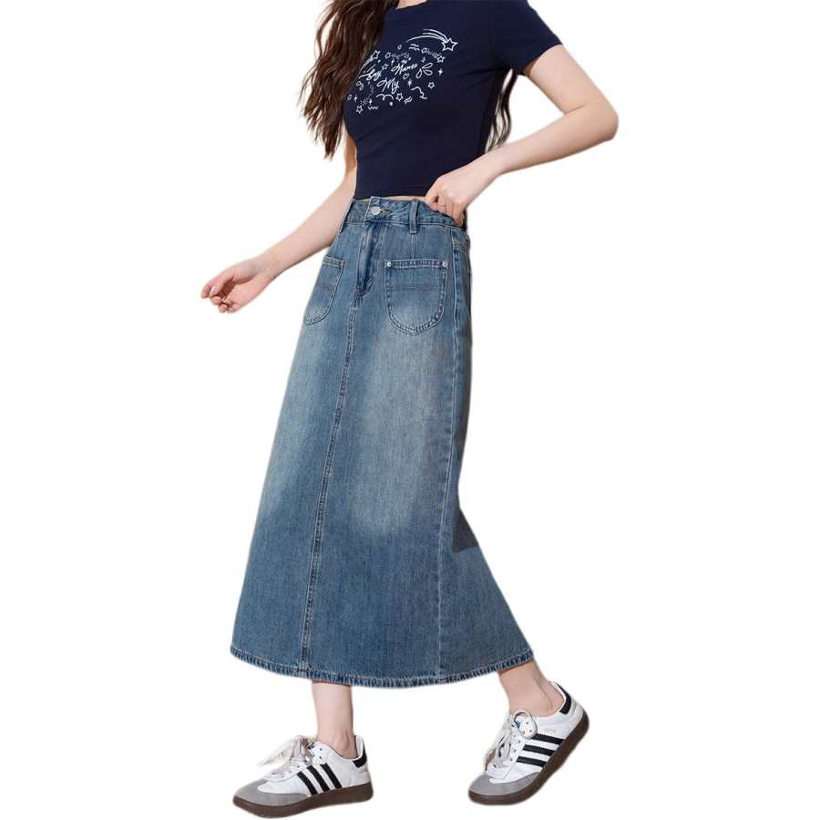 Tonlion Denim Long Skirt Women's