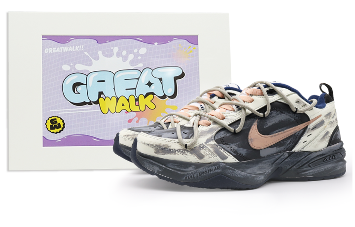 Nike Nike Air Monarch 4 Slip Resistant, Abrasion Resistant, Height Increasing Low top Chunky Sneakers Unisex White Pink Gray