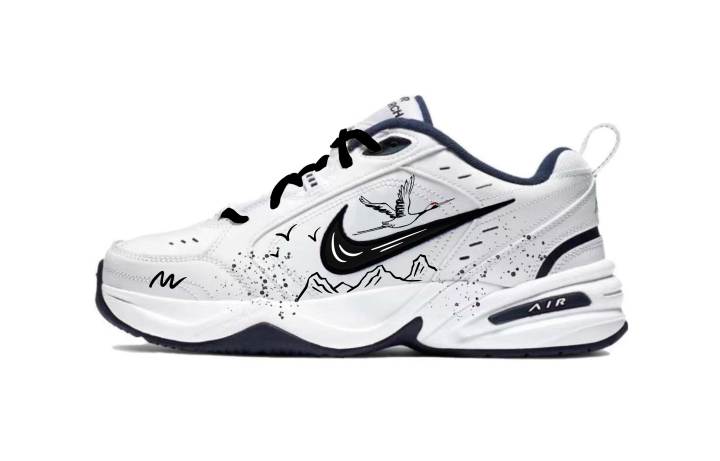 Nike Nike Air Monarch 4 Slip Resistant Abrasion Resistant Low top Chunky Sneakers Unisex Black White