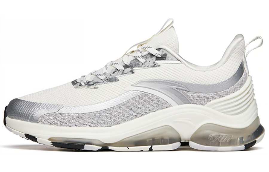 Anta Comfortable Cushioning Slip Resistant Abrasion Resistant Low top Running Shoes Men's White Silver