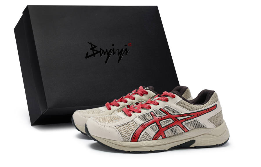 Asics Gel Contend 4 Slip Resistant Abrasion Resistant Low top Running Shoes Men's Gray Red
