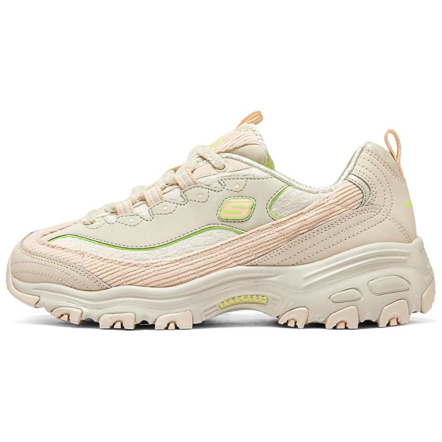 Skechers DLITES Women's Textile, Synthetic Leather, Split Cow Leather Low top Chunky Sneakers Women's Beige Pink