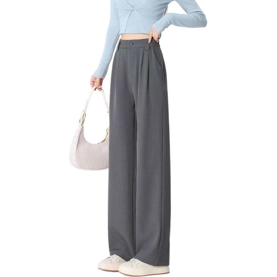 Tonlion Casual Pants Women's Medium Gray Moderate Straight Fit Pants