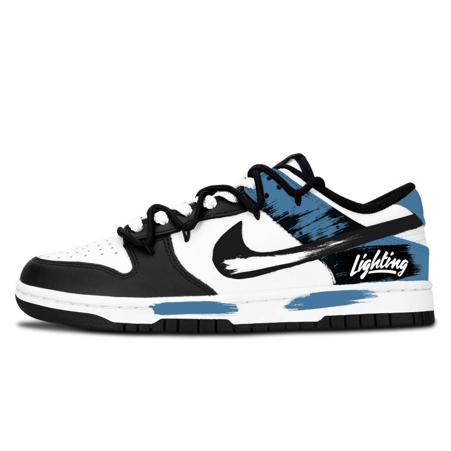 Nike Nike Dunk Black White, Ink Light Elegance Blue Abrasion Resistant Abrasion Resistant Low top Skateboard Shoes Unisex