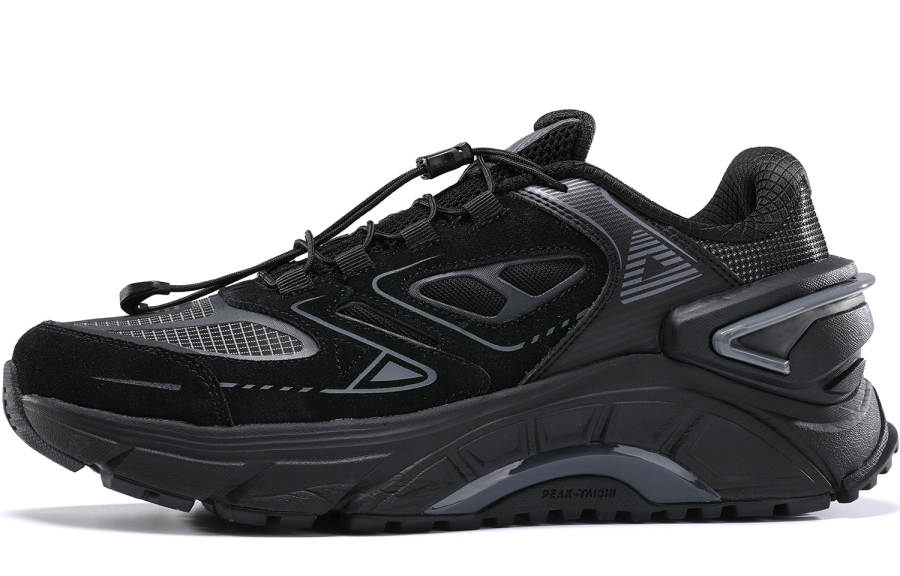 PEAK Cushioning Slip Resistant Abrasion Resistant Low top Running Shoes Men's All Black