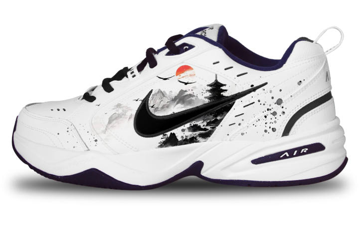 Nike Nike Air Monarch 4 Coverage Abrasion Resistant Low top Chunky Sneakers Unisex Black White