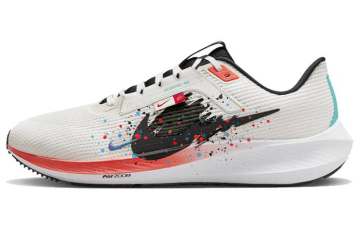 Nike Nike Air Zoom Pegasus 40 Cushioning Slip Resistant Abrasion Resistant Low top Running Shoes Men's White Red Black