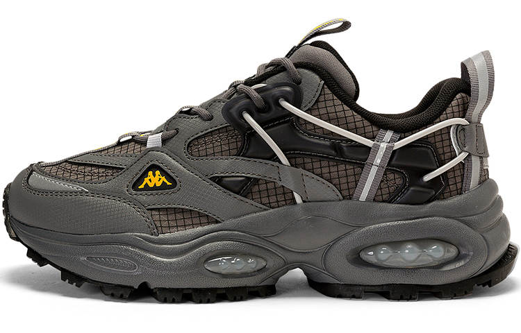 Kappa Cushioning Slip Resistant Abrasion Resistant Low top Chunky Sneakers Unisex Contour Gray Black