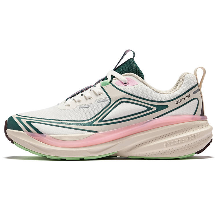 Erke Cushioning Slip Resistant Rebound Low top Running Shoes Women's Microcrystal White Mountain Green