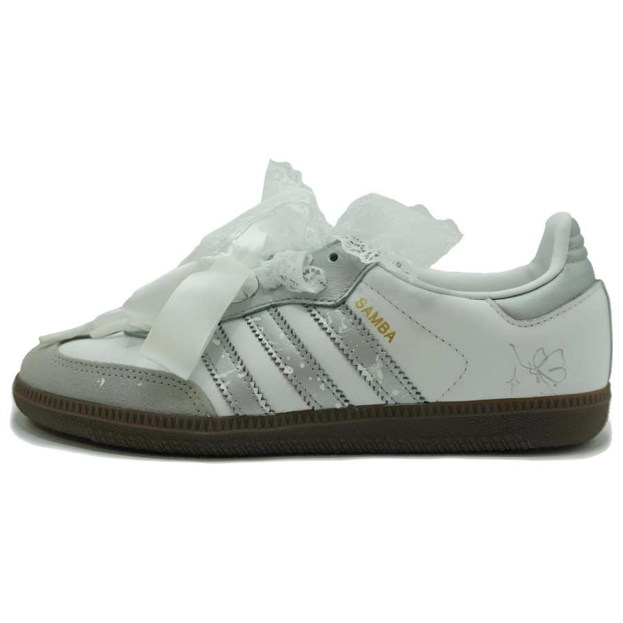 Adidas Originals SAMBA OG Abrasion Resistant Low top Skateboard Shoes Unisex Silver White Gray