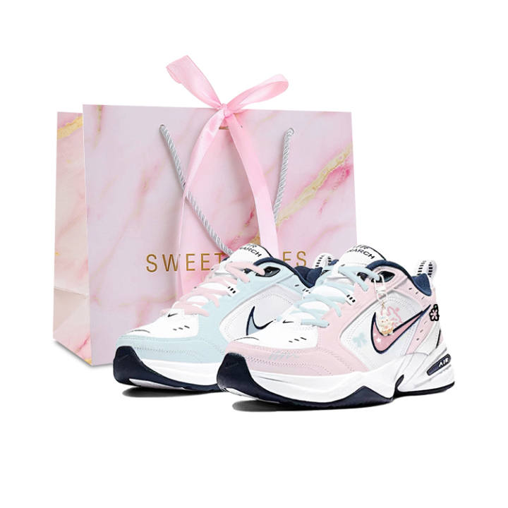 Nike Nike Air Monarch 4 Slip Resistant Abrasion Resistant Low top Chunky Sneakers Unisex Blue Pink