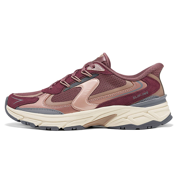 Skechers Silver Wing Shoes Height Increasing Lightweight Low top Chunky Sneakers Women's Burgundy