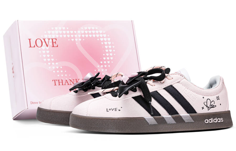 Adidas Adidas VL COURT 2.0 Berry Pink Party, Box Synthetic Leather Low top Skateboard Shoes Unisex Black Pink
