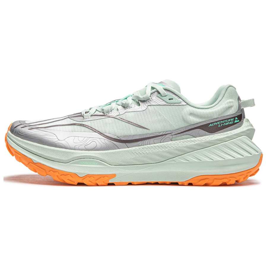 Li-Ning Li Ning Dilu Cushioning Slip Resistant Abrasion Resistant Support Rebound Low top Running Shoes Men's Green Silver