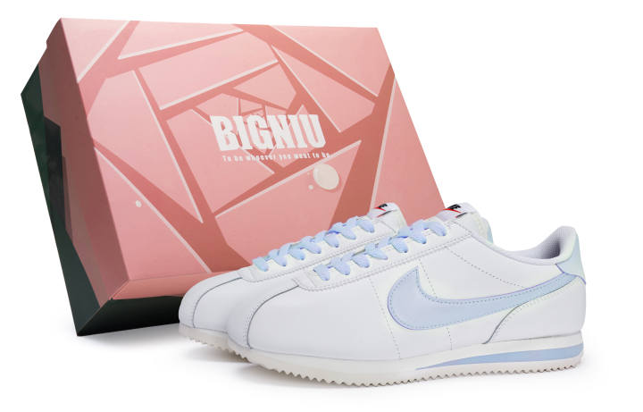 Nike Nike Cortez Cushioning Slip Resistant Abrasion Resistant Low top Running Shoes Women's White Blue