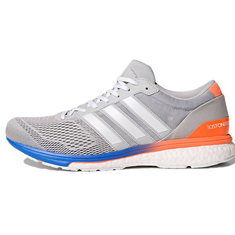 Adidas Adidas Adizero Boston 6 Slip Resistant Fabric Abrasion Resistant Low top Running Shoes Men's Gray Orange Blue