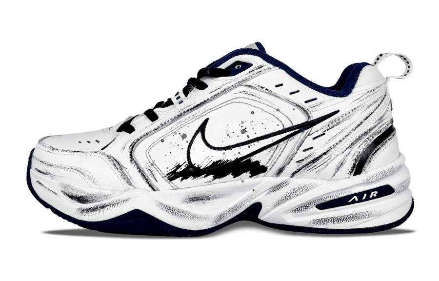 Nike Nike Air Monarch 4 Lightweight Abrasion Resistant Low top Chunky Sneakers Unisex Black White