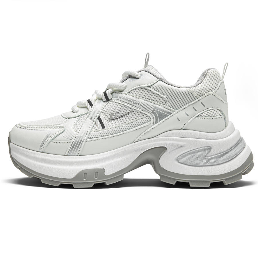 WARRIOR Abrasion Resistant Lightweight Height Increasing Low top Chunky Sneakers Women's White Gray