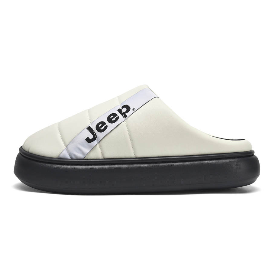 Jeep Jeep Microfiber Leather Closed Toe Slippers Men's White