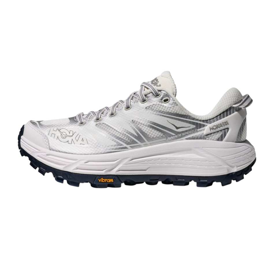 HOKA ONE ONE Mafate Speed 2 Textile, Synthetic Leather Breathable Low top Casual Running Shoes Unisex Star Moon White