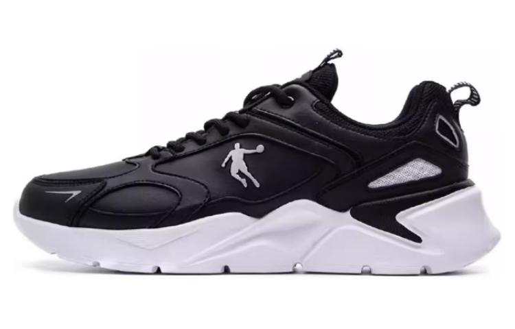 QIAODAN Cushioning Slip Resistant Low top Running Shoes Men's Black White
