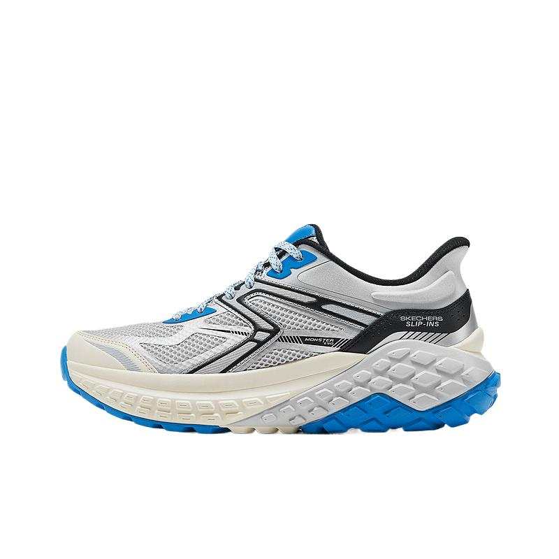 Skechers SPORT MENS Mesh Comfortable Low top Chunky Sneakers Men's Silver Blue