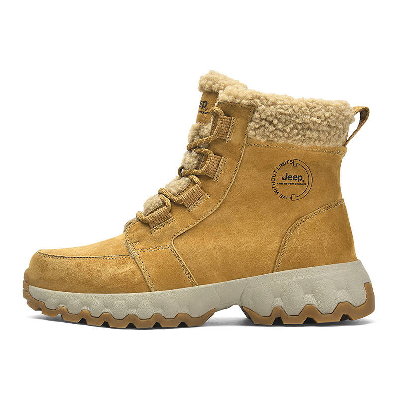 Jeep Fabric Fleece Lined Thermal, Slip Resistant, Abrasion Resistant High top Outdoor Shoes Men's Yellow