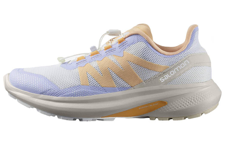 SALOMON Fabric Cushioning Abrasion Resistant Breathable Low top Running Shoes Women's White Purple Orange
