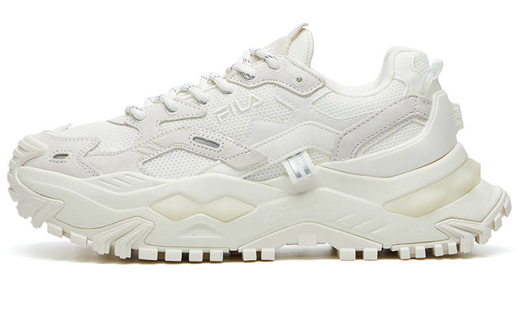 FILA FUSION Bianco Mesh, Textile, Synthetic Leather Cushioning Coverage Height Increasing Low top Chunky Sneakers