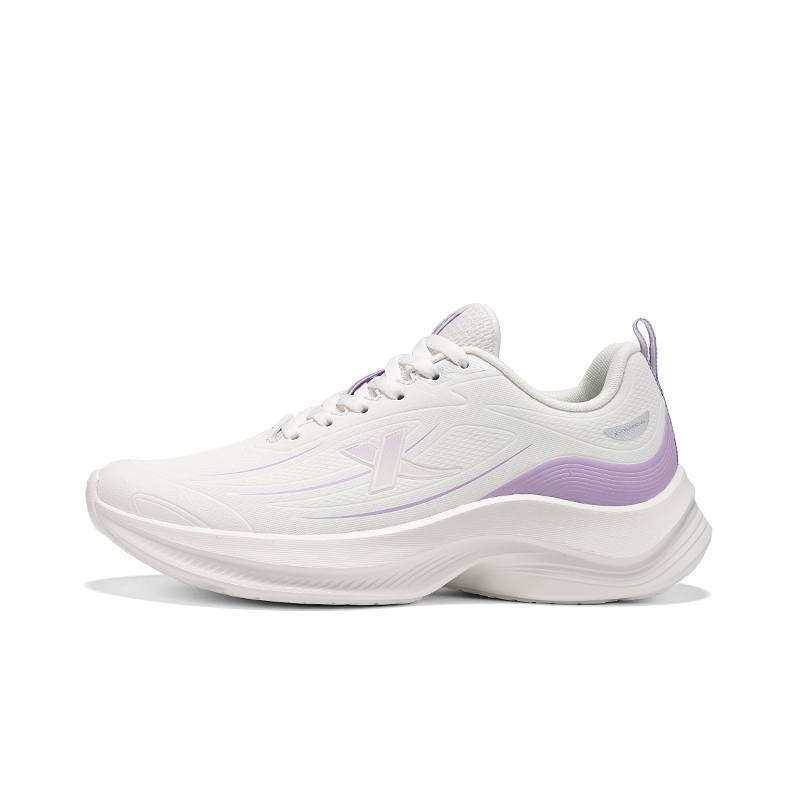 XTEP Synthetic Leather Cushioning, Wear Resistant Low top Casual Running Shoes Women's Sail White Peony Purple